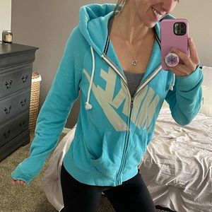 Nike blue zip hoodie size S